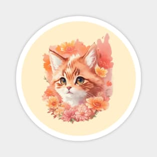 Magical Feline Charm: Cute Brown Kitten with Whimsical Allure Magnet